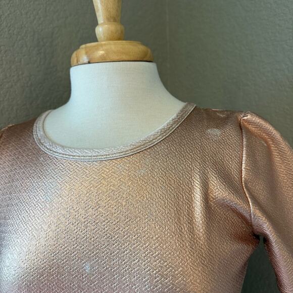 LuLaRoe Shimmering Rose Gold Pink Mini Dress - Picture 3 of 7